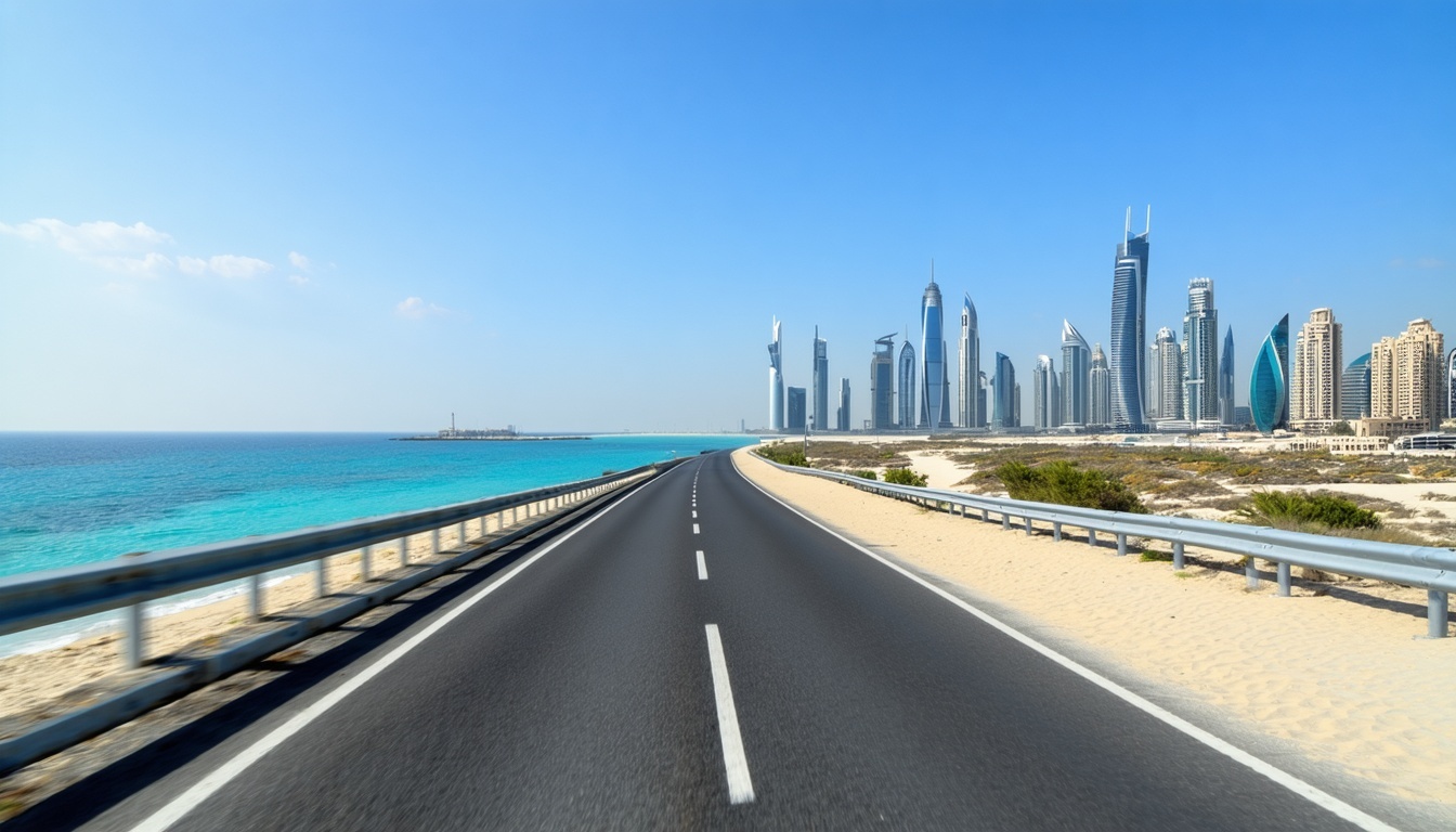 Scenic drive along Dubai coastline